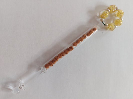 Vintage Glass Lace Bobbin with Mimosa from Madeira