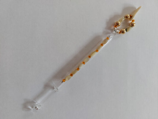 Vintage Glass Lace Bobbin with Pearl Beads