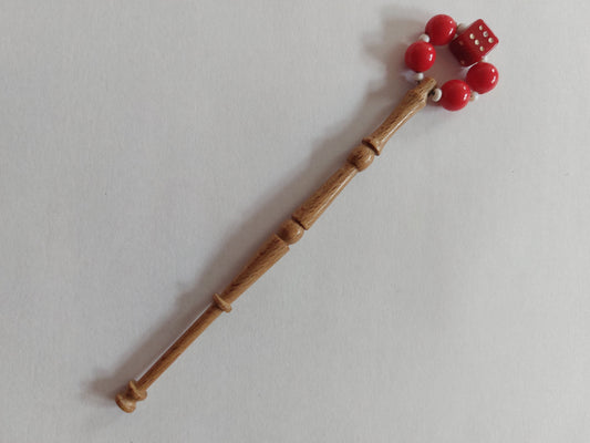 Vintage Wooden Lace Bobbin with Dice Spangles
