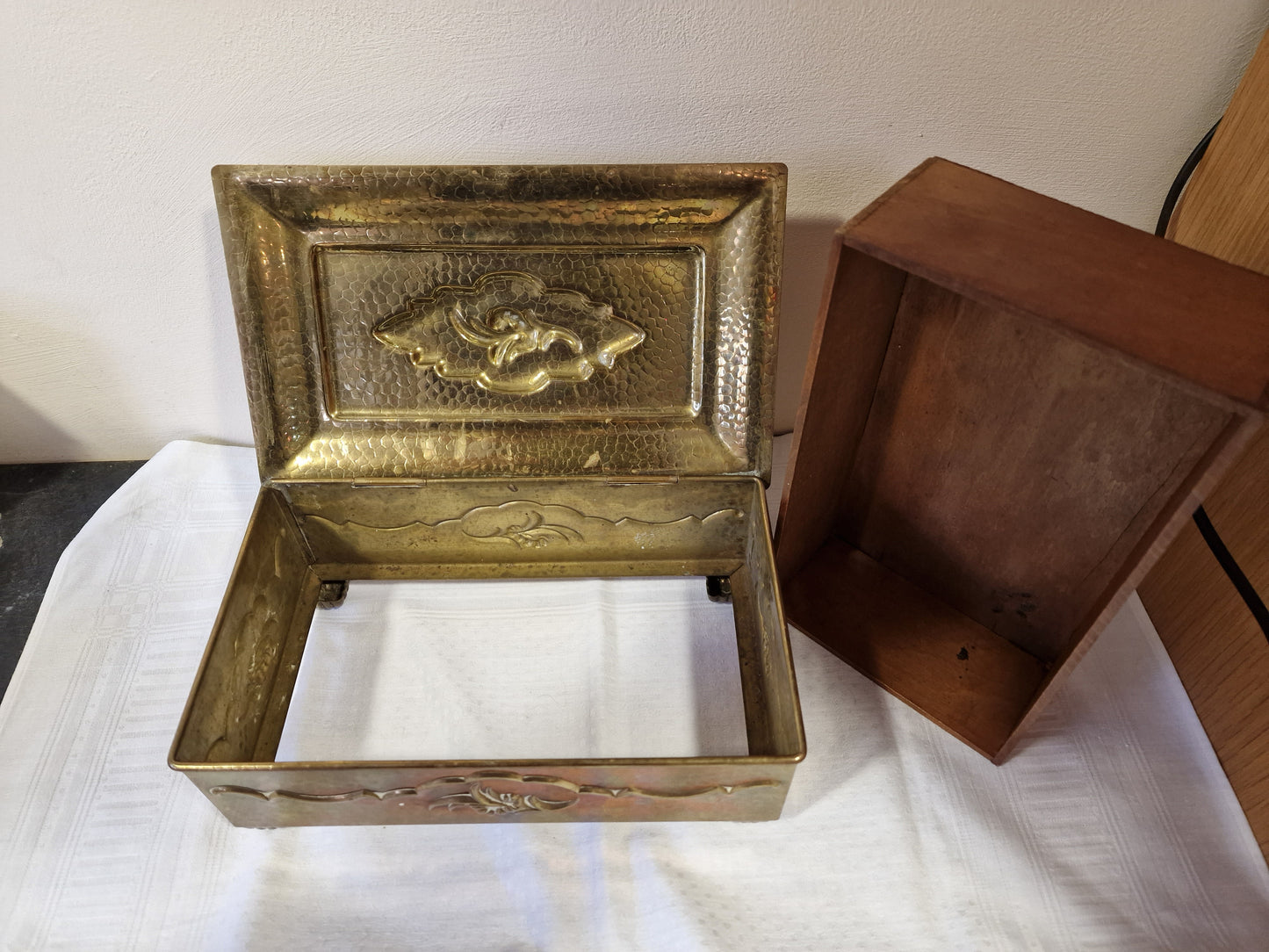 Arts and Crafts Brass Embossed Box
