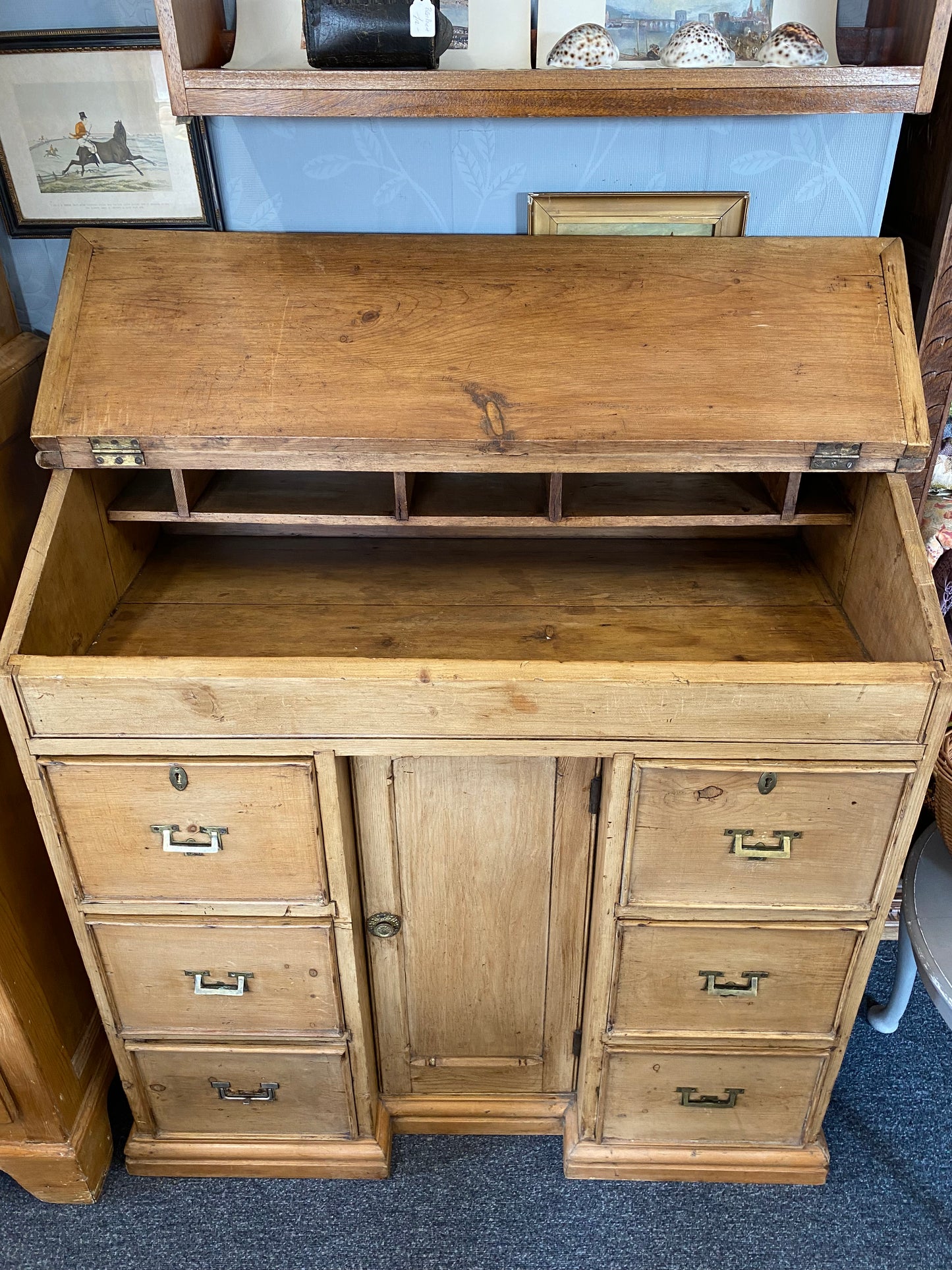 Antique Pine Bureau Clerks Desk.
