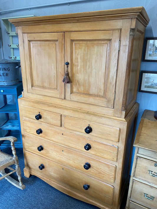 Antique Pine Linen Press Cupboard